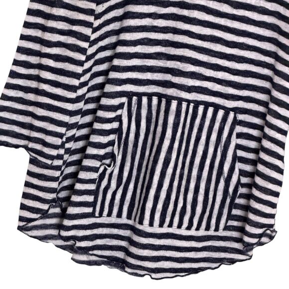 Maurices Hooded Knit Top Blouse Shirt Stripe Black White L bv - Picture 3 of 9